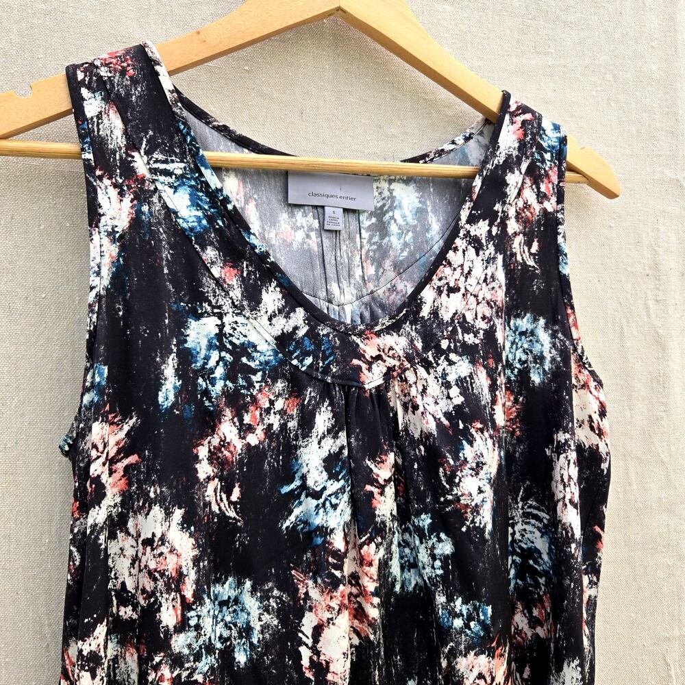 Classiques Entier Sleeveless Silk Top Colorful Abstract Classic Chic Luxe Size S